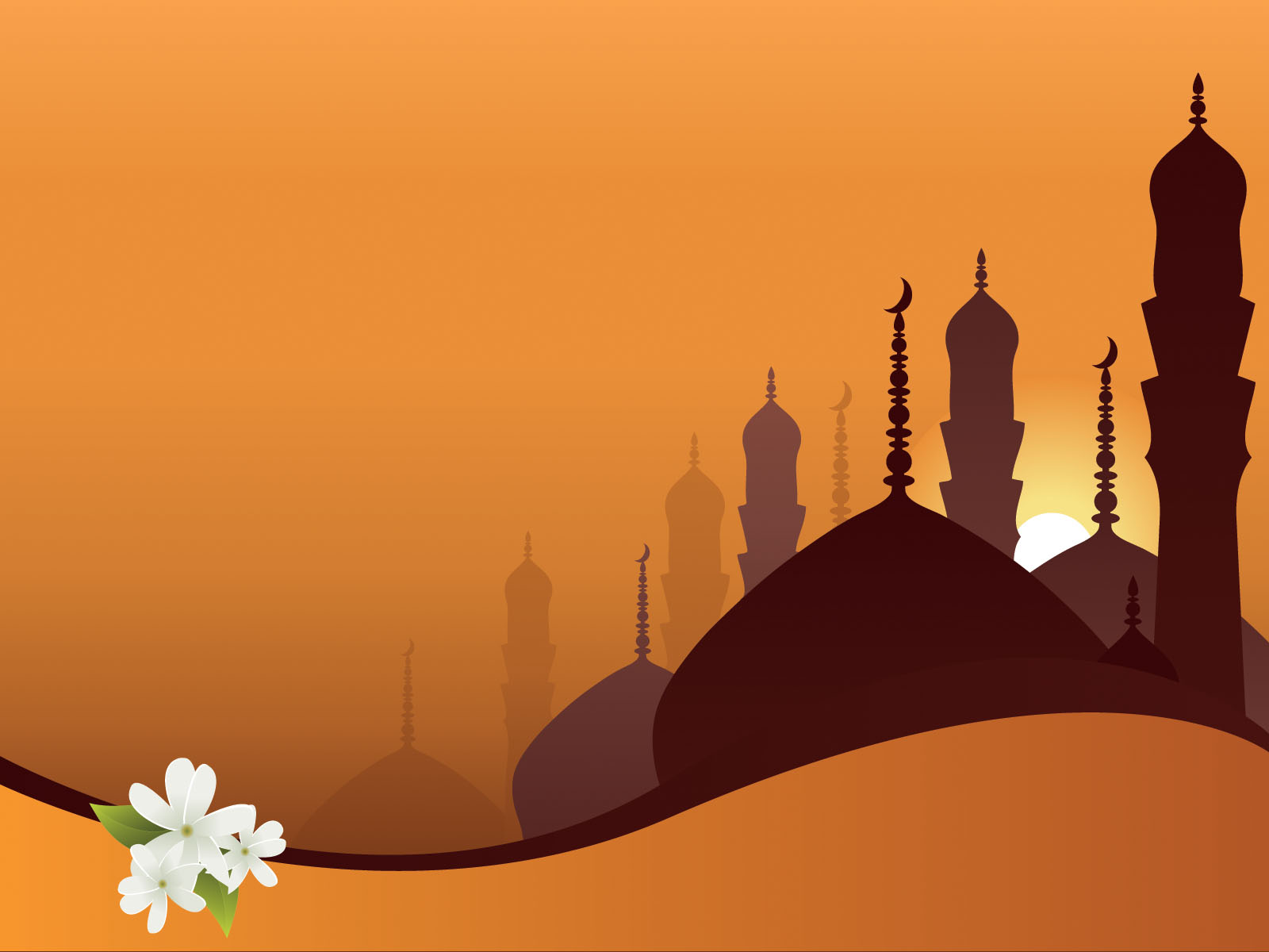 A Mosque on Orange Backgrounds