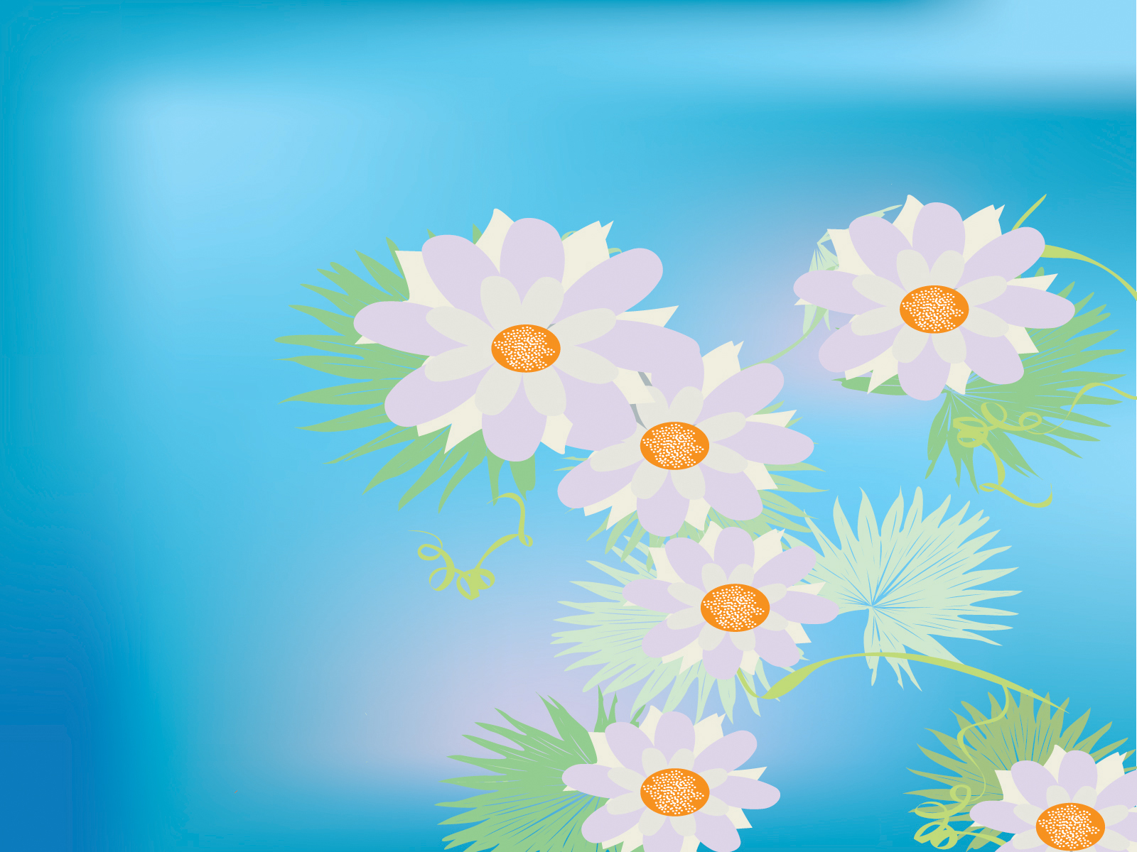 Aqua Flower PPT Backgrounds